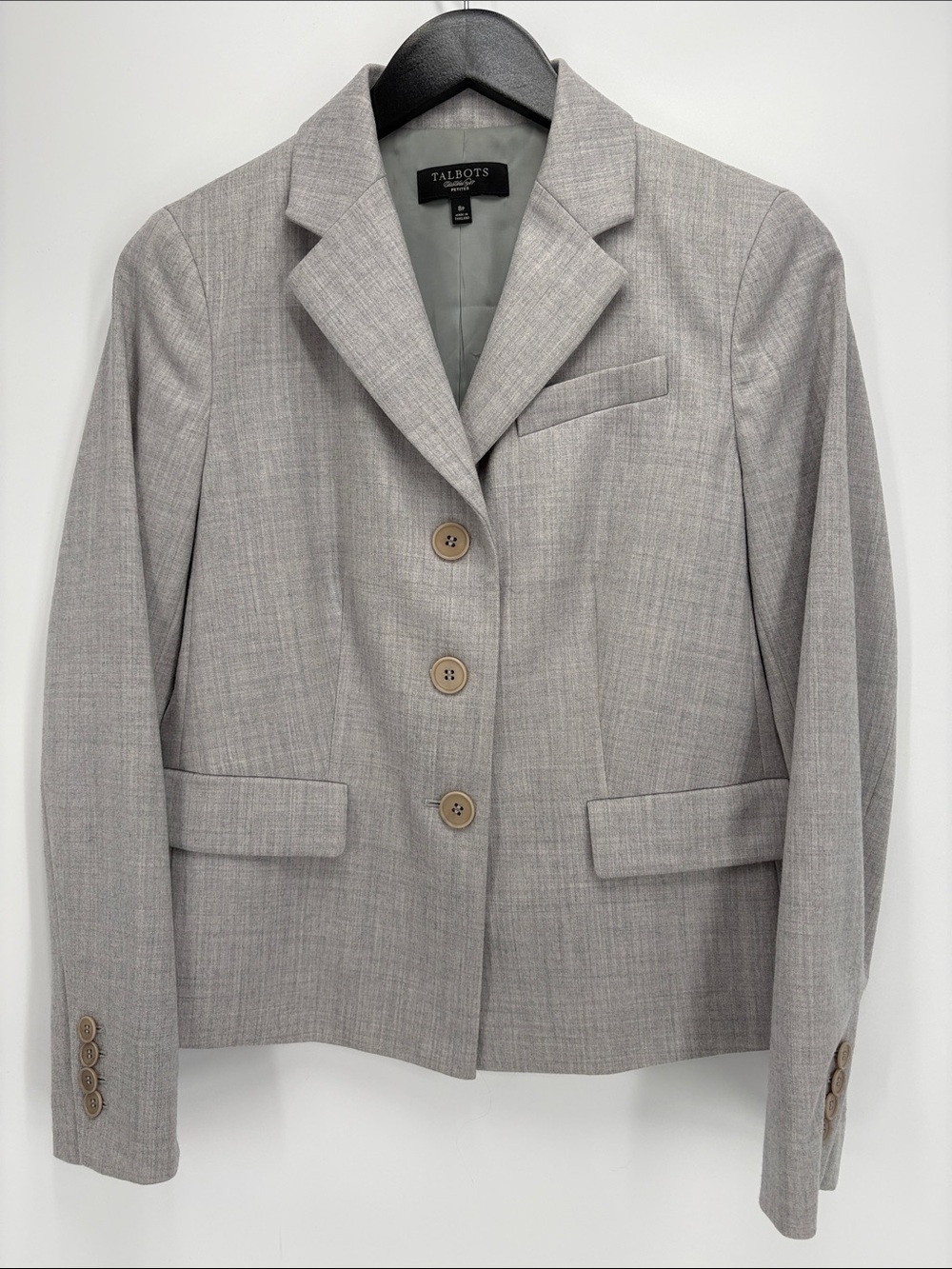 🚡 Talbots wool Light Gray three button Tailored Blazer